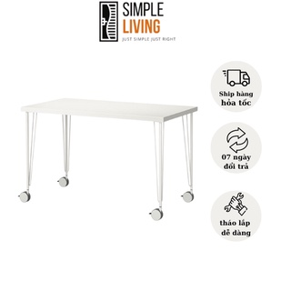 Bàn KRILLE IKEA có bánh xe dùng làm bàn ăn bàn phím máy tính rất thuận tiện