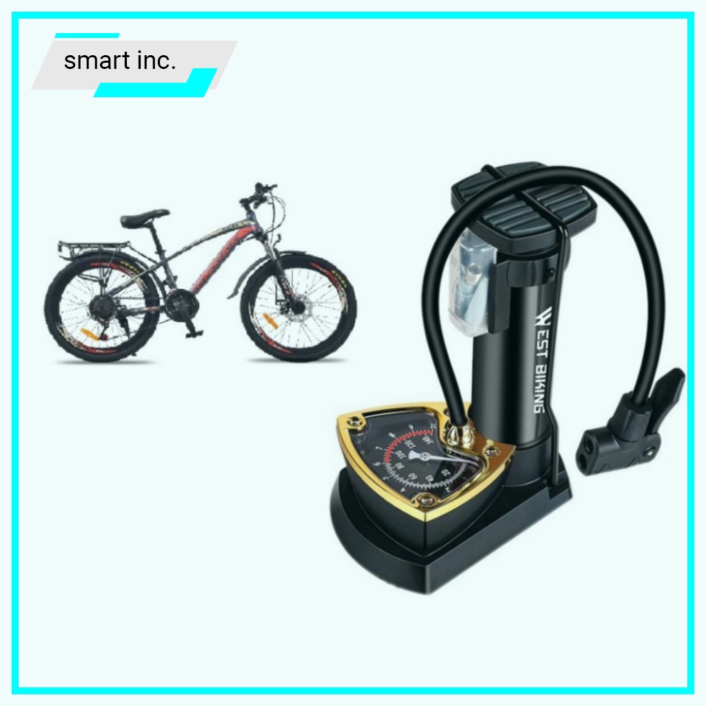 Bơm hơi - Bơm Hơi Ôtô Xe máy Xe đạp Bánh Xe Đạp Chân , Có Đồng Hồ Đo áp xuất Mini