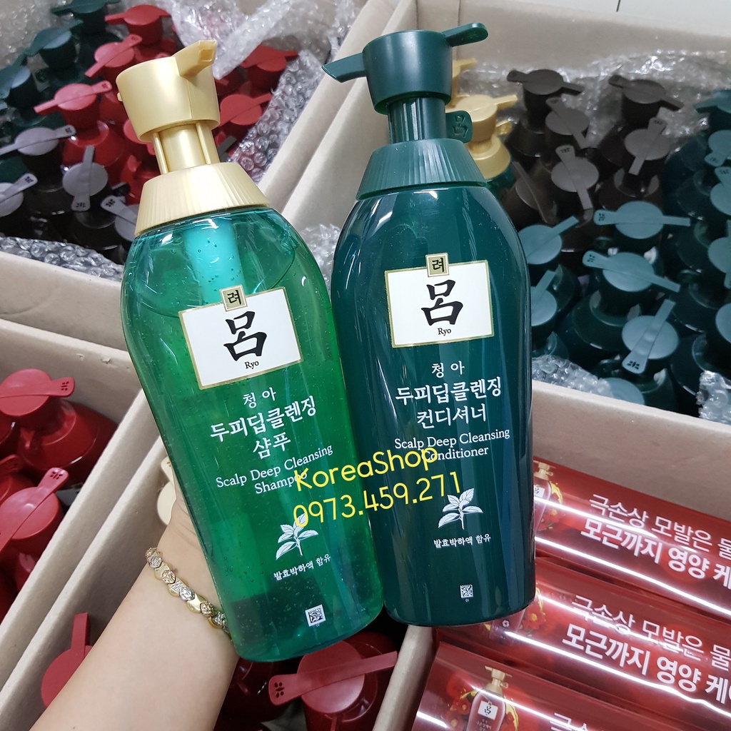 DẦU GỘI XẢ giảm gàu làm sạch sâu da đầu - RYO xanh cheonnga scalp deep cleansing shampoo