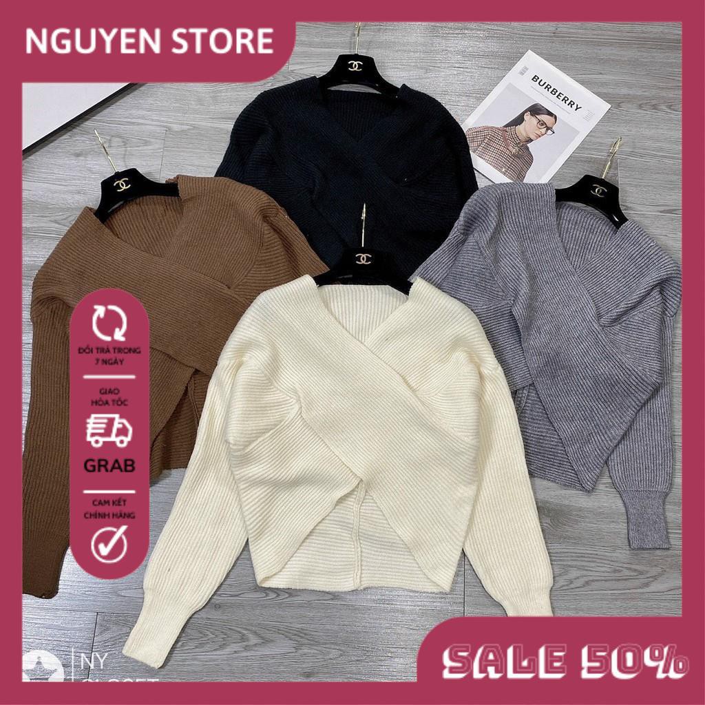 Áo Len Trễ Vai Cổ Tim Vạc Chéo Form Rộng Tay Dài Chất Len Lông Cừu Thời Trang Hàn Quốc Quyến Rủ Cho Nữ. | BigBuy360 - bigbuy360.vn