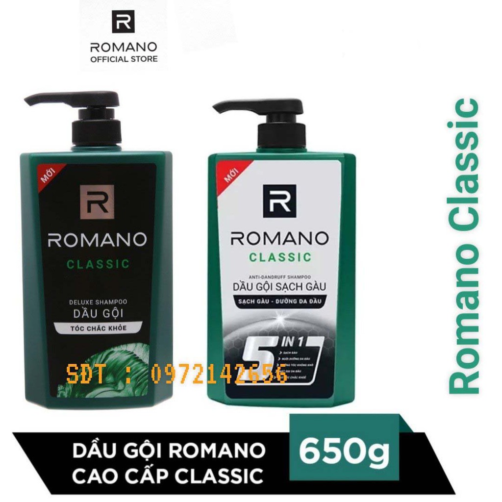Dầu Gội Romano Hương Nước Hoa/TócChắc Khỏe,Sạch Gầu Chai 650ML