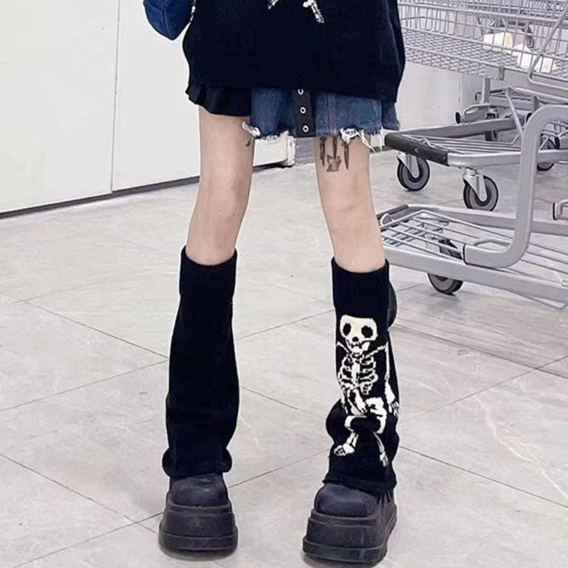 Youyo Vớ Dệt Kim Giữ Ấm Chân Hình Trái Tim / Bộ Xương Phong Cách Gothic Punk Halloween Cho Nữ