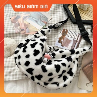 Túi đeo chéo phong cách dễ thương tặng kèm móc bò sữa