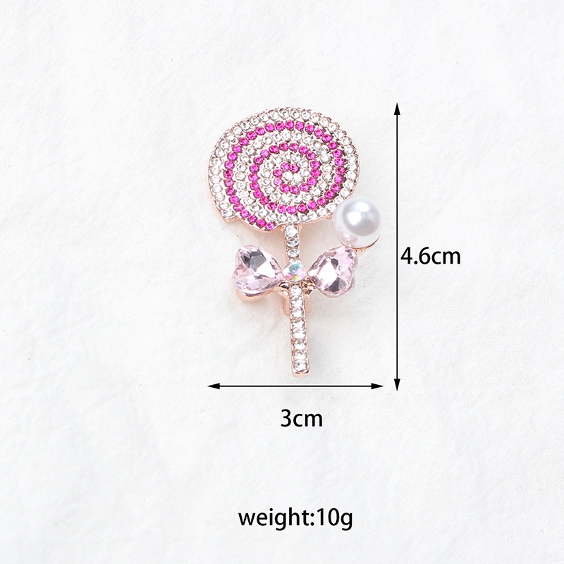 Advanced Cartoon Exquisite Lollipop Bread Brooch Women's Rhinestone Glittering Blue Pink Candy Brooch Gift
