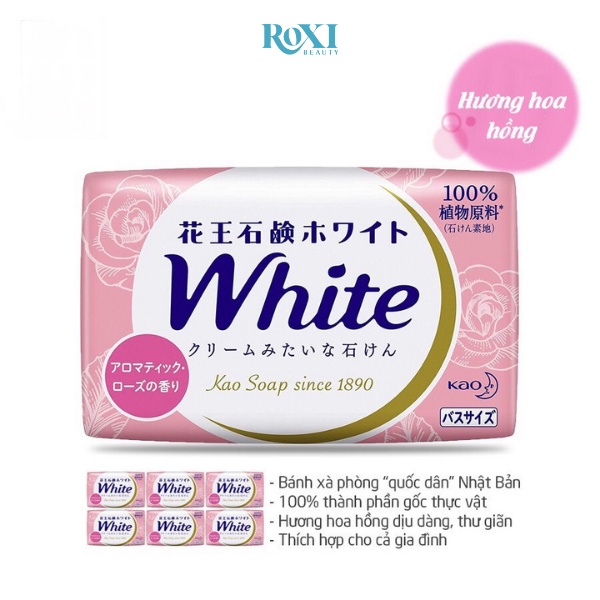 Xà phòng cục Kao White ROXI Beauty xà phòng rửa tay, tắm thay sữa tắm, để thơm tủ quần áo Kao Soap Nhật Bản 130g