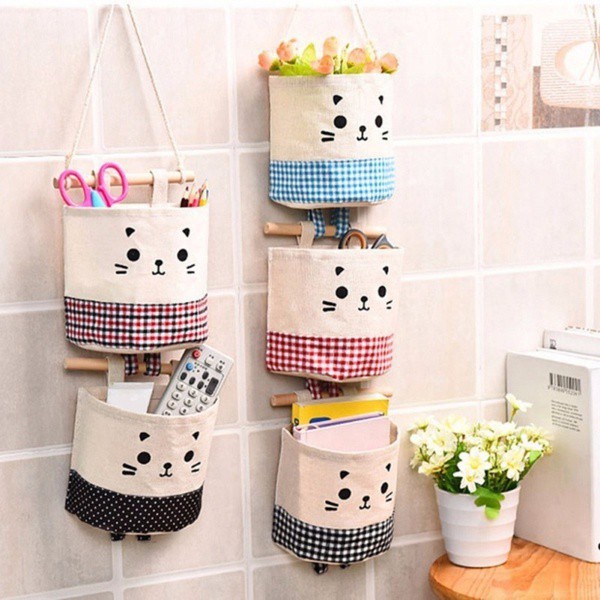 Túi treo tường đựng đồ hình mèo con dễ thương 88098