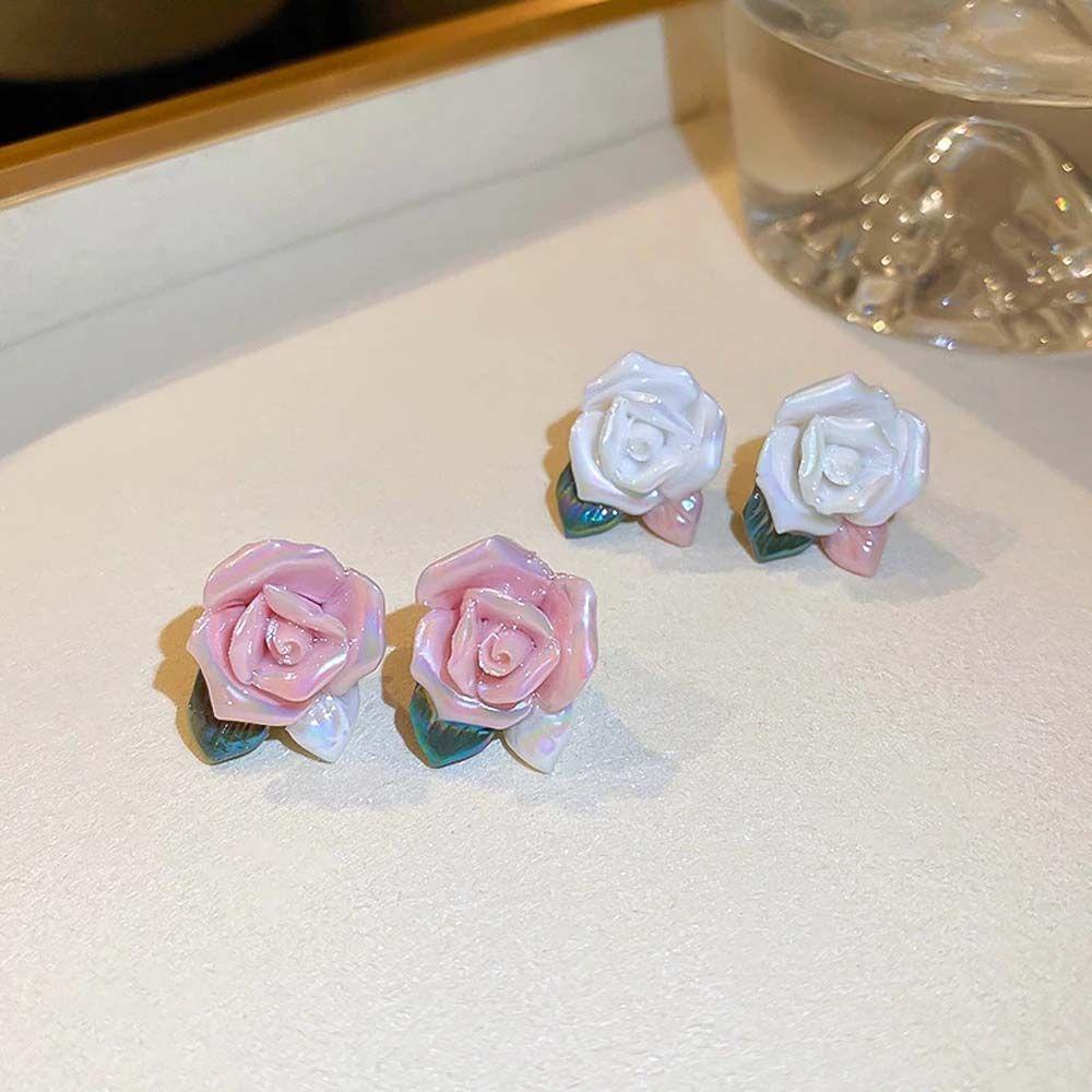 Khuyên Tai Hình Hoa Hồng Bằng Nhựa Resin Ngọt Ngào Cho Nữ