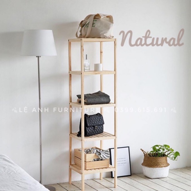 KỆ VUÔNG 5 TẦNG SHELF KIỂU HÀN - MÀU GỖ TỰ NHIÊN