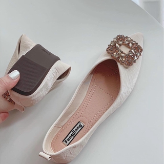 Giày búp bê nữ hoa đá da mềm êm chân