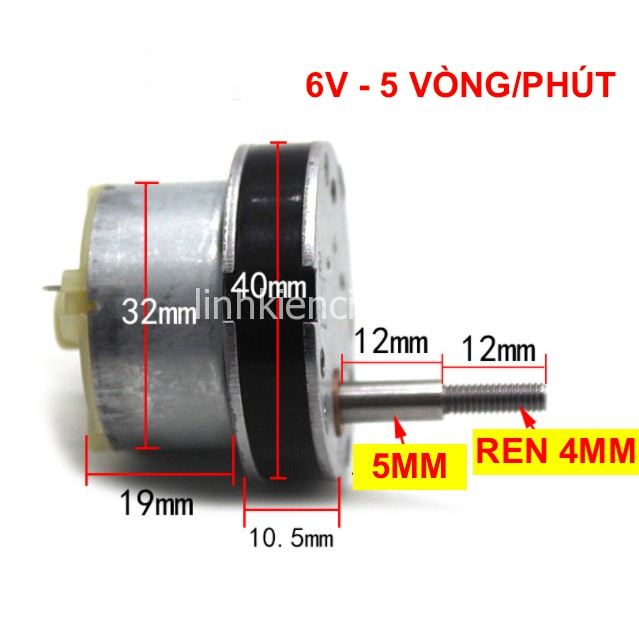 Motor mô tơ giảm tốc mini 500 bánh răng kim loại 6v - 12v tốc độ chậm 5 - 10 vòng trục ren - LK0330