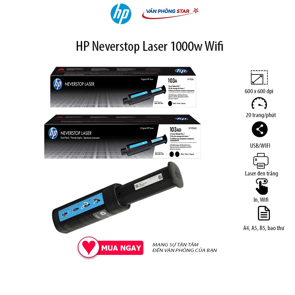 [FREESHIP] Máy in HP Neverstop Laser 1000w - Chính hãng mới 100%  tại VANPHONGSTAR - Bảo hành 24 tháng Toàn quốc