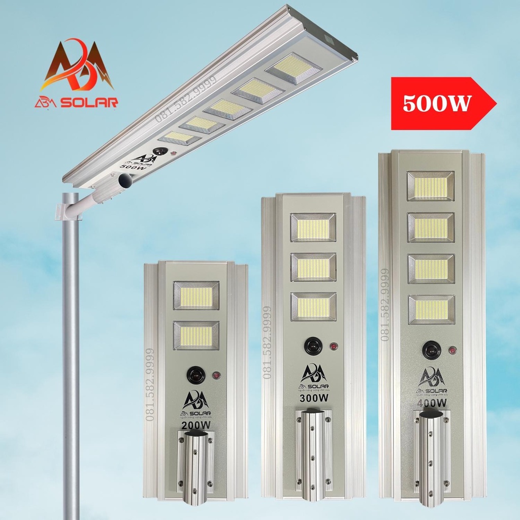 [500W] Đèn Năng Lượng Mặt Trời, Đèn Đường, Sân Vườn, Nhôm Đúc Nguyên Khối Cao Cấp, Chống Nước- ABM SOLAR