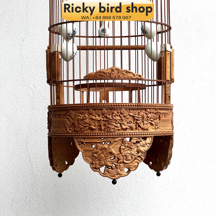 Lồng chim tre, Puteh bird cage -   Samkok design (see through legs)