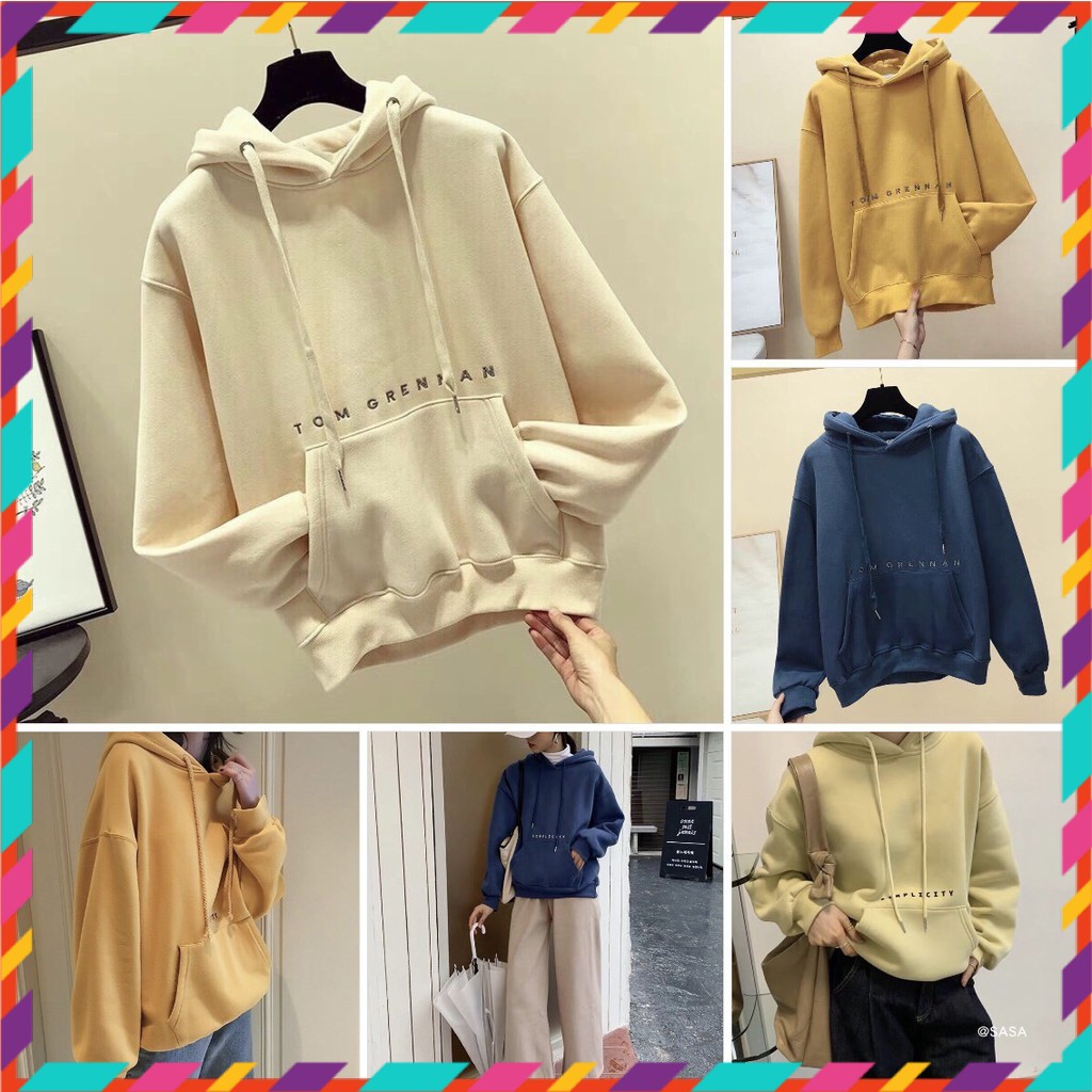 Áo hoodie nam nữ ( TOM GRENNAN ) Áo khoác nam nữ vải nỉ poly thời trang - one size dưới 65kg