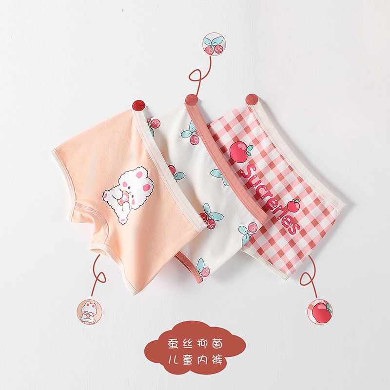 Quần chip đùi cho bé gái size đại sét 3 quần lót coton cho bé đồ lót trẻ em từ 10-46kg NX35