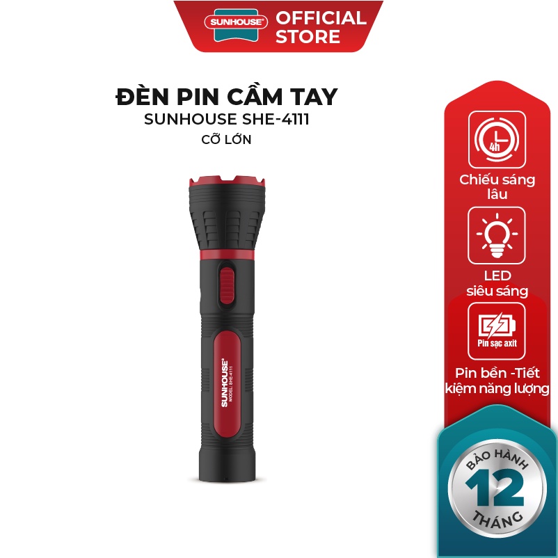 Đèn pin cầm tay siêu sáng SUNHOUSE cỡ lớn SHE-4111