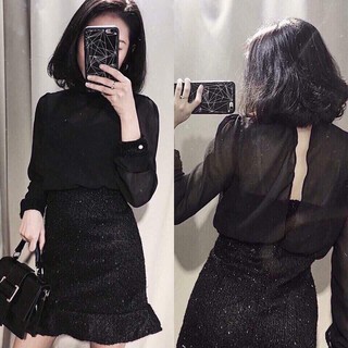 Đầm body thân voan phối kim tuyến nhũ - vbeo207