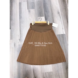 Chân váy bầu dập ly dài
