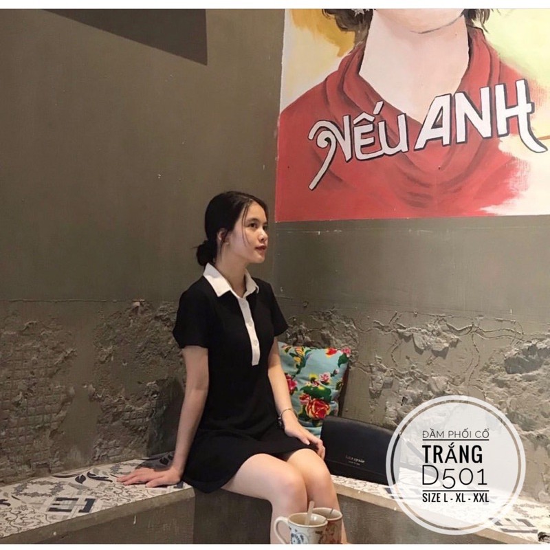 Bigsize Đầm phối cổ trắng D501 | BigBuy360 - bigbuy360.vn
