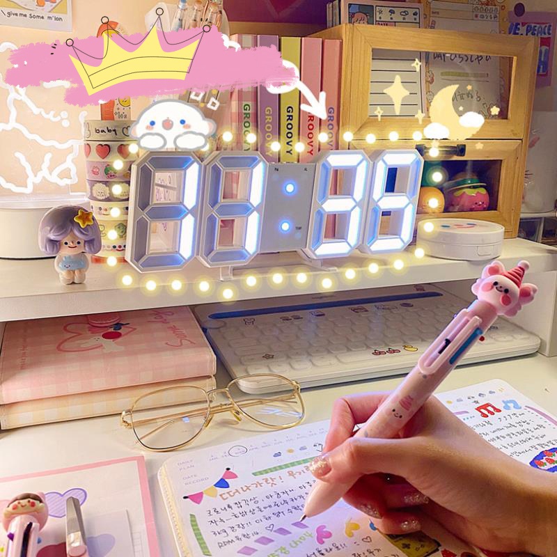 Đồng hồ báo thức điện tử đèn LED 3D sạc USB tiện lợi