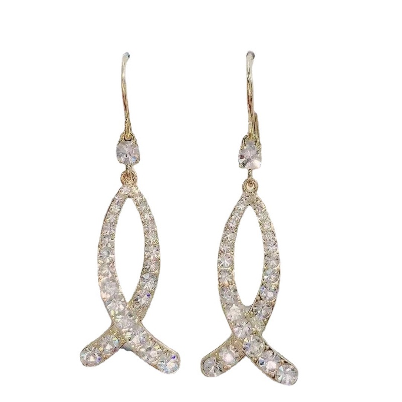 Khuyên Tai Đuôi Cá Đính Đá Sang Trọng Cao Cấp