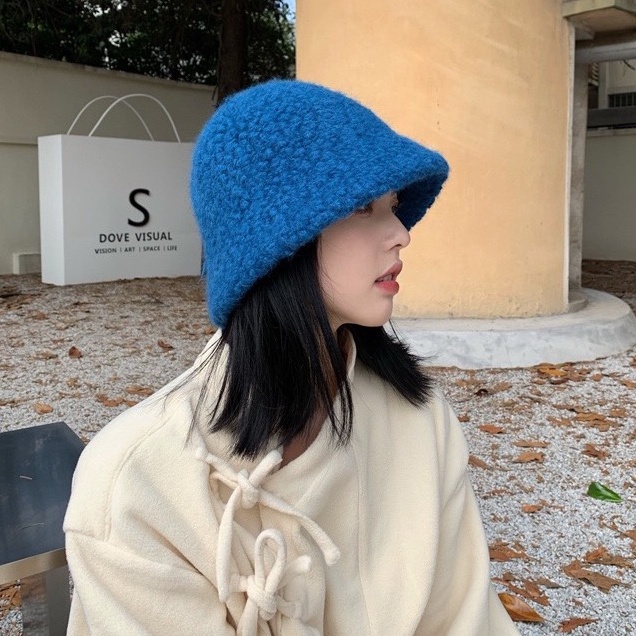 Mũ bucket thời trang KOMI nón tai bèo lông cừu nam nữ phong cách retro hàn quốc