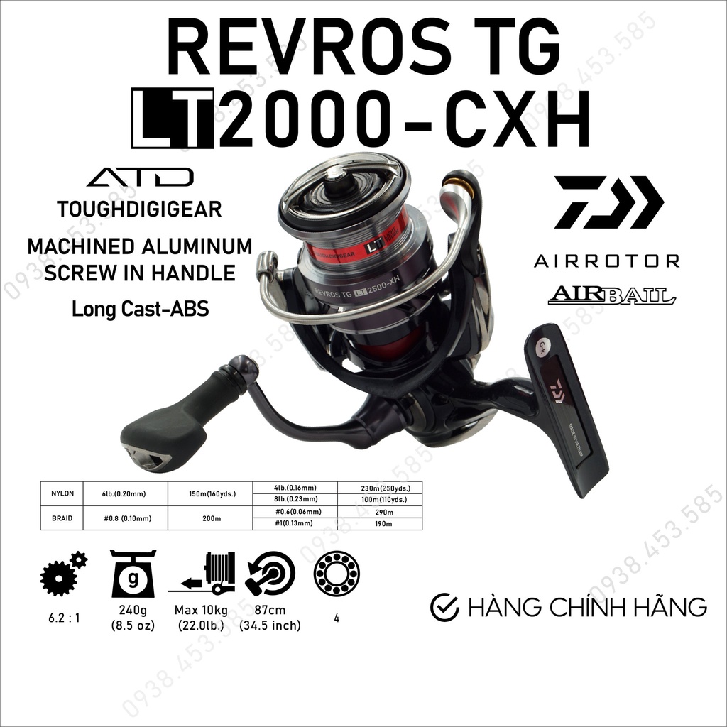 MÁY CÂU DAIWA 20 REVROS TG 2000XH / 2500XH / 3000CXH