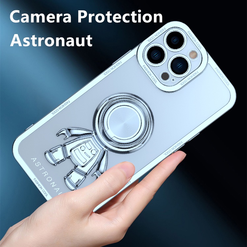 Ốp Điện Thoại Silicon Dẻo Tráng Gương Họa Tiết Phi Hành Gia Sang Trọng Chống Sốc Cho iPhone 13 12 11 Pro MAX XS MAX XR X 7 8 Plus