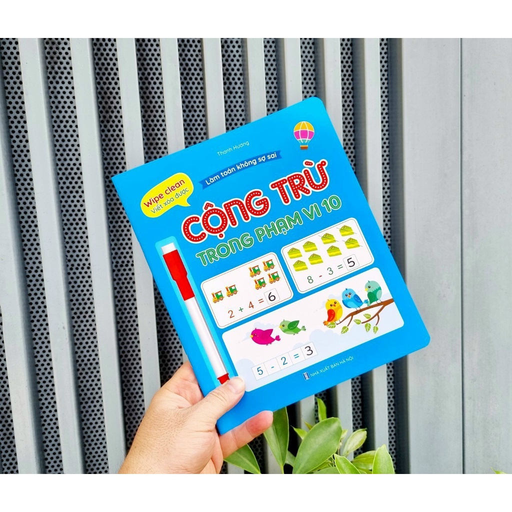 Sách - Bộ Vở viết xóa được (Wipe Clean) - Làm toán không sợ sai (Bộ 4 cuốn + tặng kèm 2 bút)