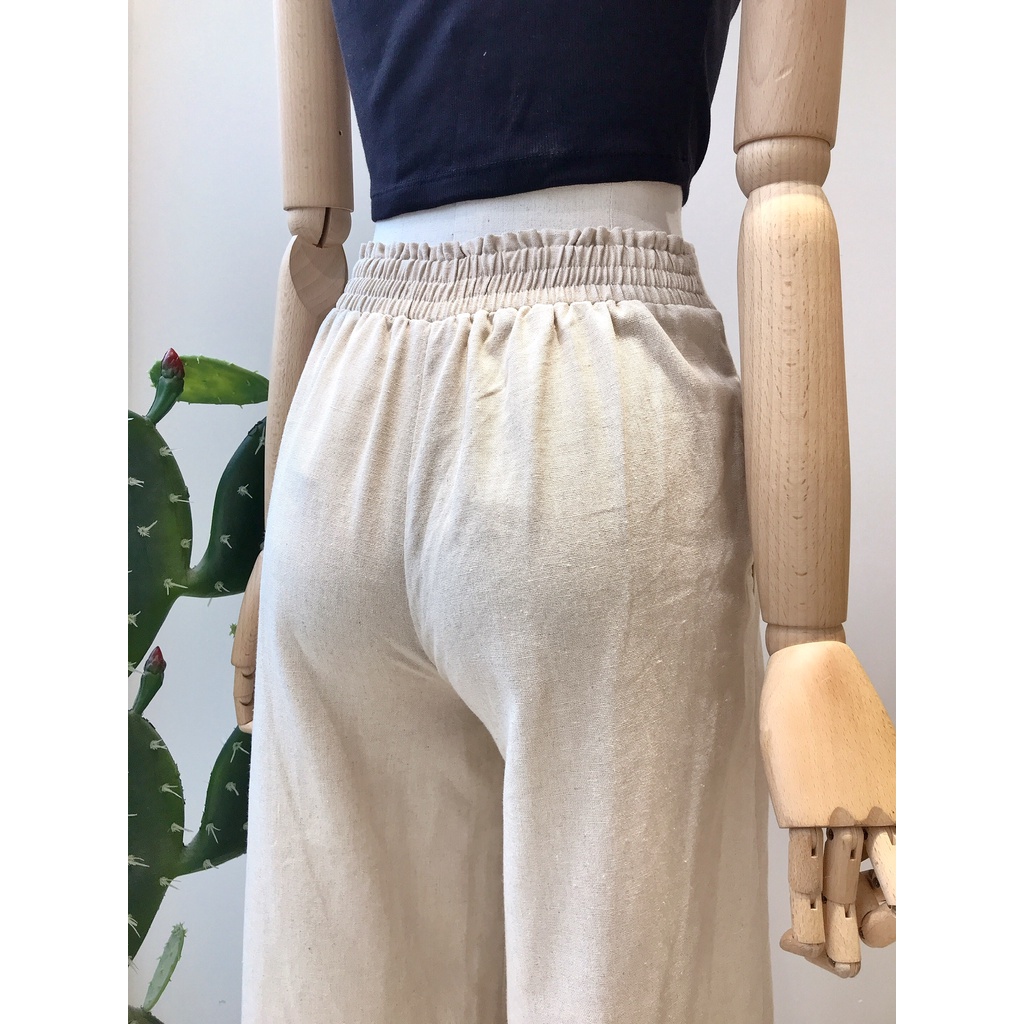Quần ống rộng linen xòe lưng thun - HA22 MIEU - HA22