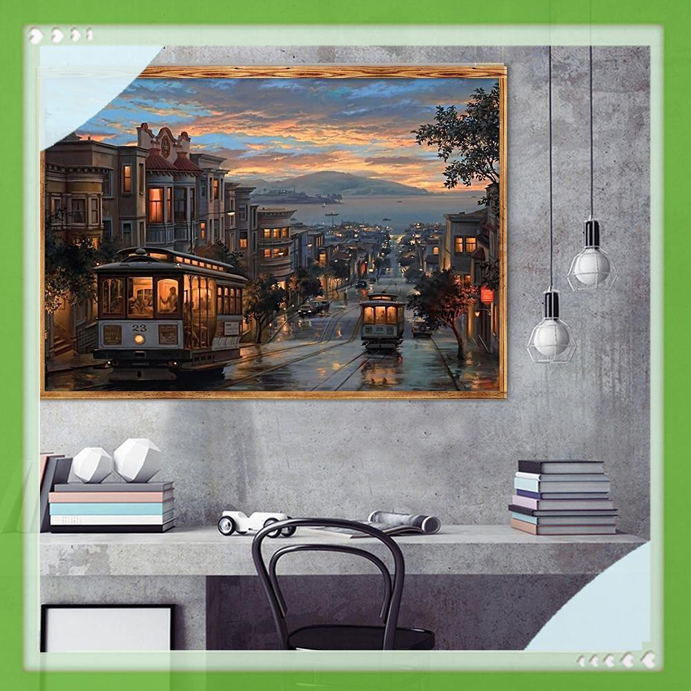 Bộ tranh đính đá 5D DIY hình phong cảnh đường phố yên tĩnh | BigBuy360 - bigbuy360.vn