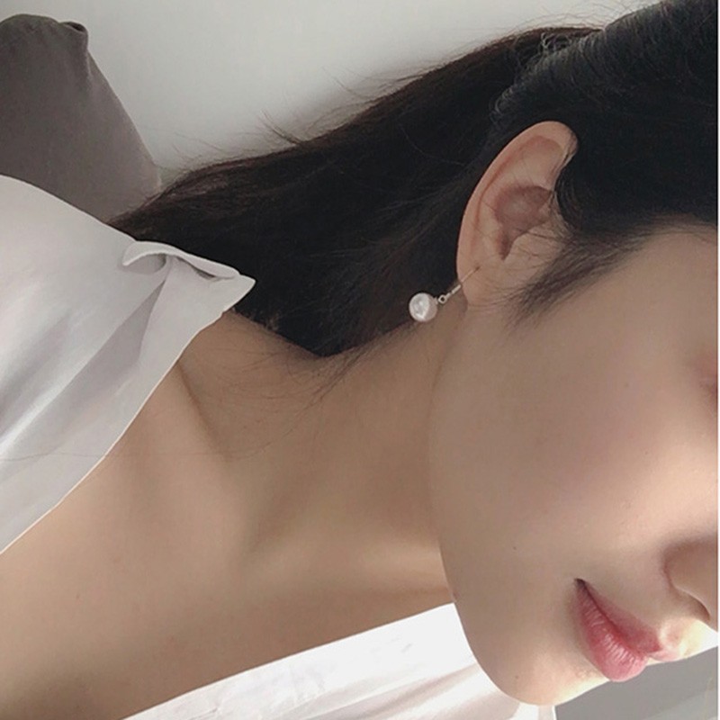 Khuyên Tai Nữ Đính Ngọc Trai Đơn Giản Phong Cách Hàn Quốc Xinh Xắn