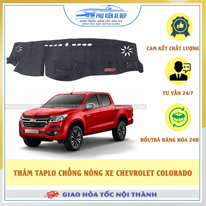 Thảm taplo ô tô lông cừu HÀNG LOẠI I xe Chevrolet Colorado chống nóng có 3 lớp chống trượt