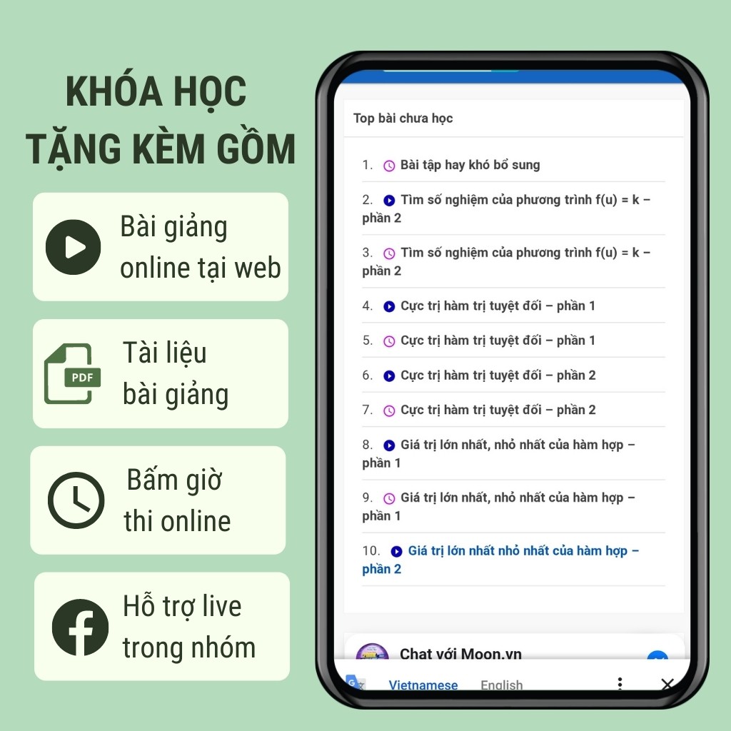Sách nâng cao Toán lớp 12: 3000 bài tập luyện thi thpt quốc gia moonbook