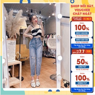 Quần baggy rách dáng bó hai màu xanh xám siêu đẹp