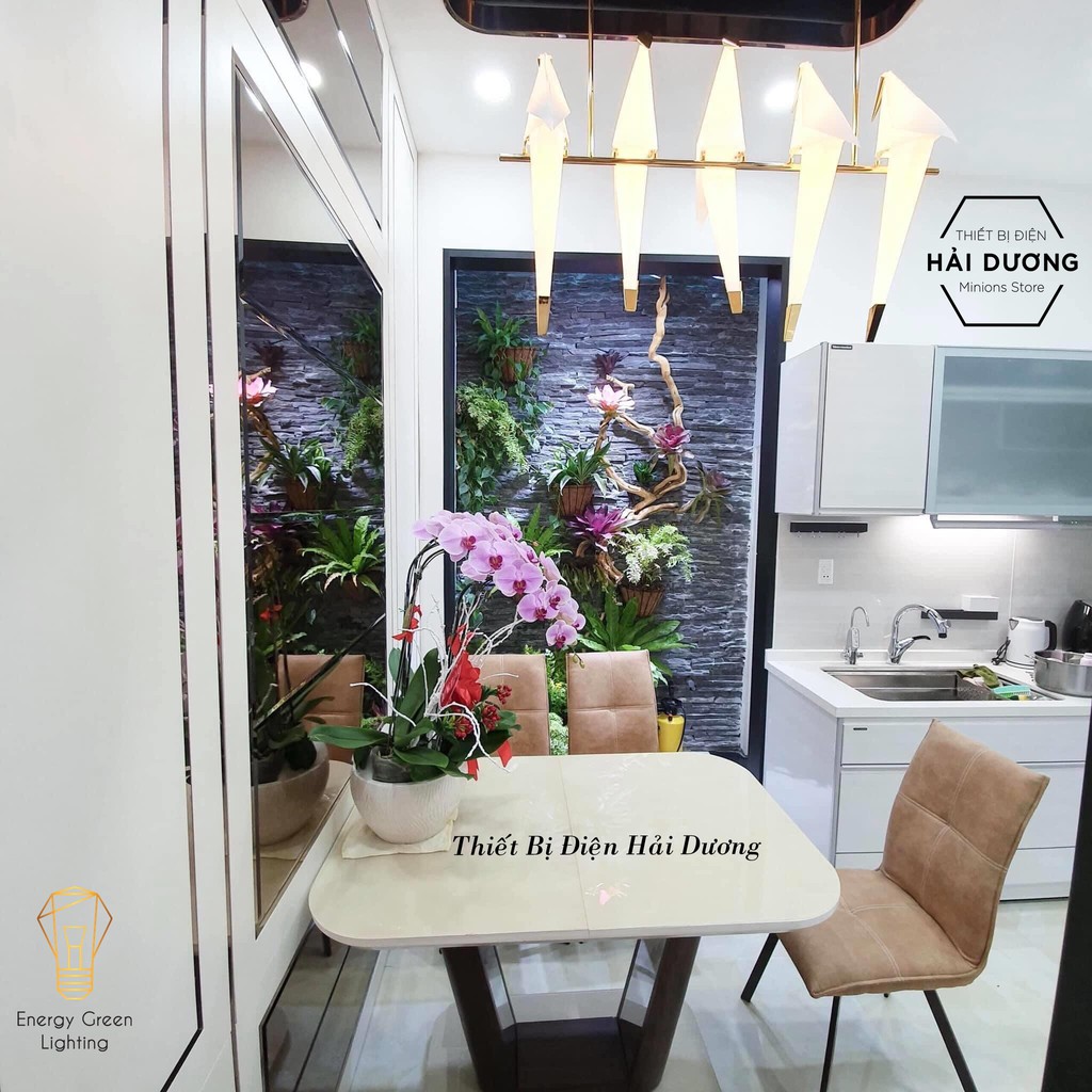 Đèn thả trang trí hình chim cao cấp (5 chim) LED - trang trí decor bàn ăn phòng bếp decor Bắc Âu - Bảo hành 1 năm