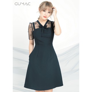 Đầm cổ nơ phối ren GUMAC MS04901_DEN
