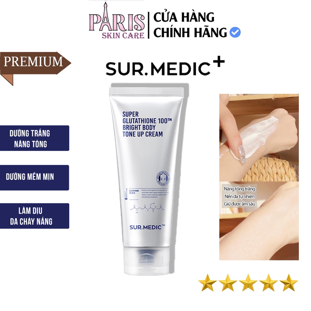 Kem Nâng Tone Trắng Da Toàn Thân SURMEDIC Super Glutathione 100TM Bright Body Sur.Medic Tone Up Cream Sur medic 150ml