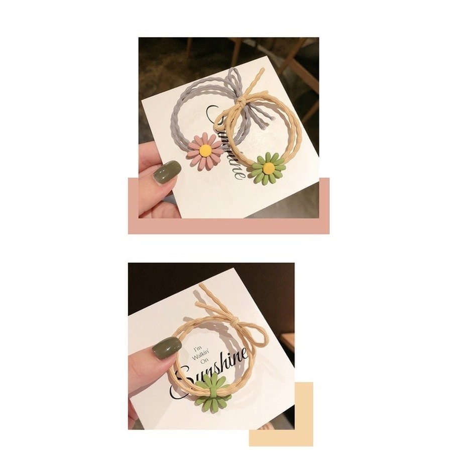 Dây Cột Tóc Cao Cấp In Họa Tiết Hoa Cúc Nhỏ Dễ Thương Phong Cách Hàn Quốc Thời Trang Cho Nữ