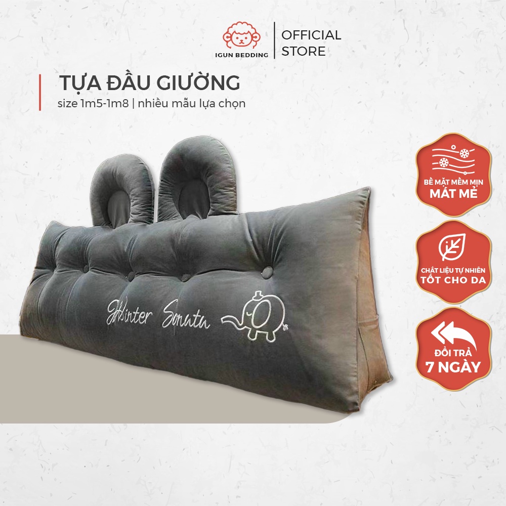 [ LIFEMC66A3 giảm 10% tối đa 60k cho đơn từ 250k ] Gối tựa đầu giường IGUN BEDDING đính khuy size 1m5-1m8 | BigBuy360 - bigbuy360.vn