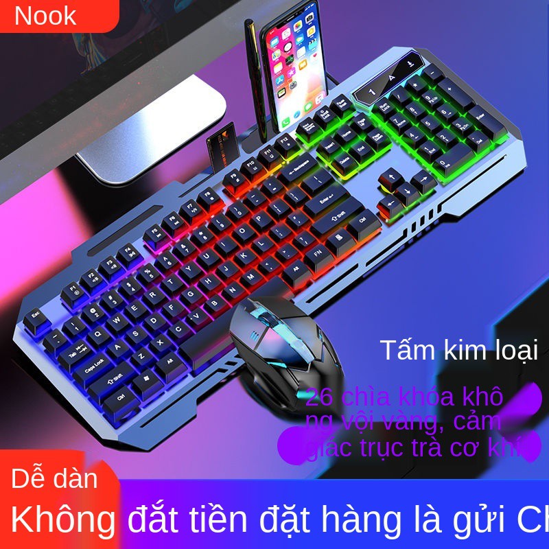 Bộ bàn phím và chuột Nobexing SK500 Gaming điều khiển phát sáng Cảm giác chơi game Máy tính để xách tay USB