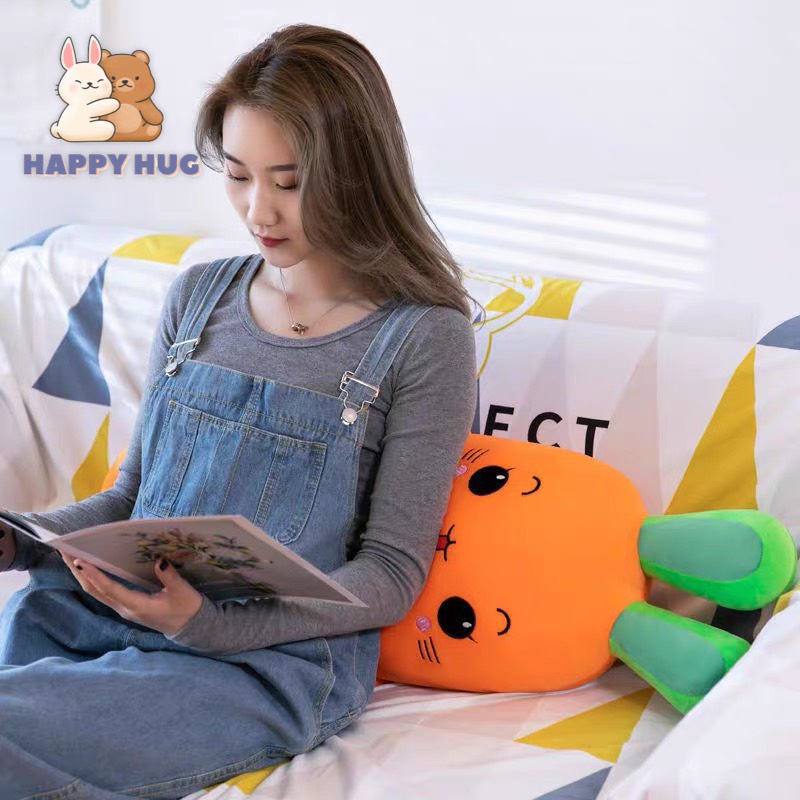 Gối ôm hình củ cà rốt cảm xúc dễ thương SIZE 45-65CM, thú nhồi bông cao cấp - Happy Hug