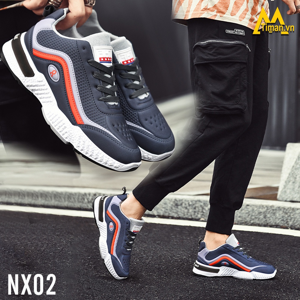 Giày thể thao nam sneaker cổ cao chất liệu da màu đen đế cao cao cấp độn đế đẹp bảo hành 1 năm NX02 TIMAN