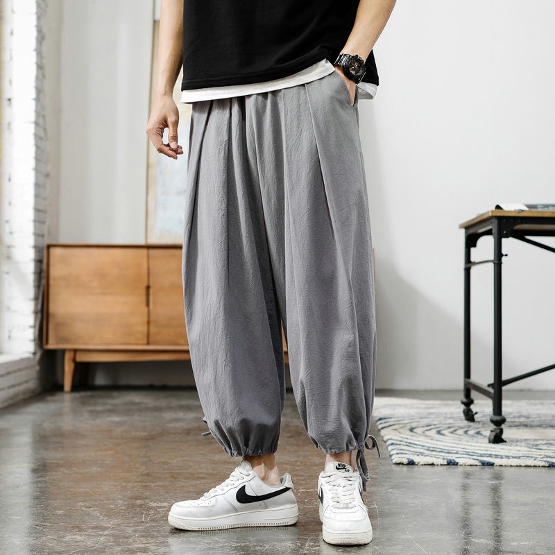 Quần Harem Cotton Lanh Thoáng Khí Thiết Kế Mới Thời Trang Mùa Hè Theo Phong Cách Trung Hoa Dành Cho Nam