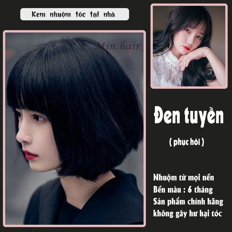 Thuốc nhuộm tóc, thuốc nhuộm tóc đen MIN.HAIR, không cần tẩy tại nhà