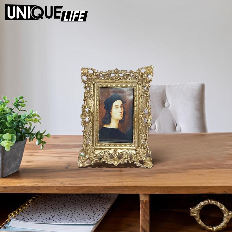 Khung Ảnh Nhựa Resin Hình Chữ Nhật Màu Vàng Để Bàn Trang Trí Nhà Cửa Đám Cưới