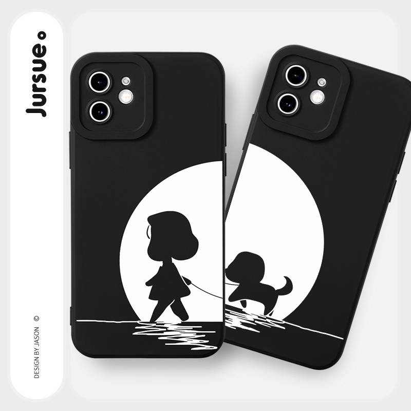 Ốp lưng JURSUE hoạt hình cặp đôi dễ thương đẹp cho iPhone 13 12 11 Pro Max SE 2020 X XR XS 8 7 ip 6S 6 Plus Y2071