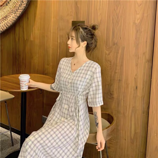 {order bigsize,40-100kg}Váy tay lỡ bươc nơ tiểu thư sang chảnh xinh