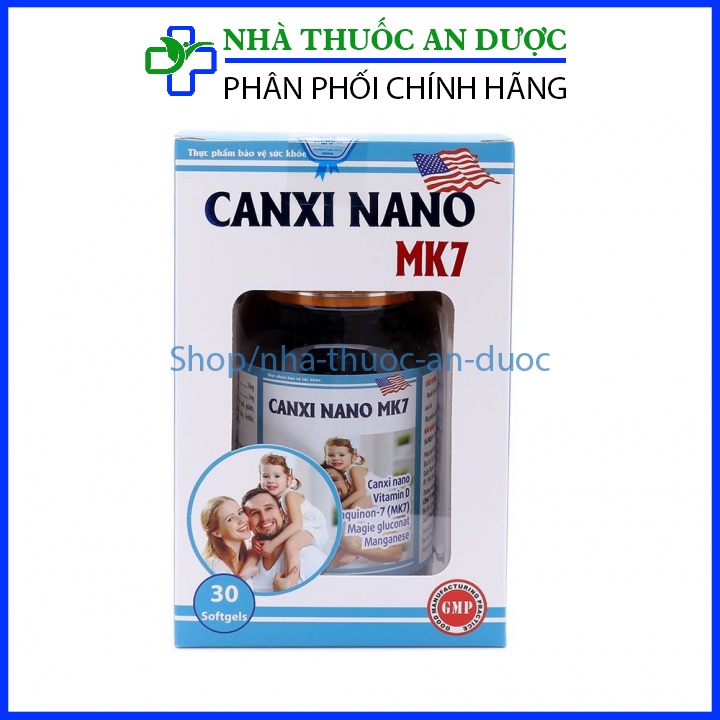 Viên uống Canxi Nano MK7 D3 Glucosamin bổ sung canxi, giúp tăng chiều cao, giảm nguy cơ loãng xương – Lọ 30 viên