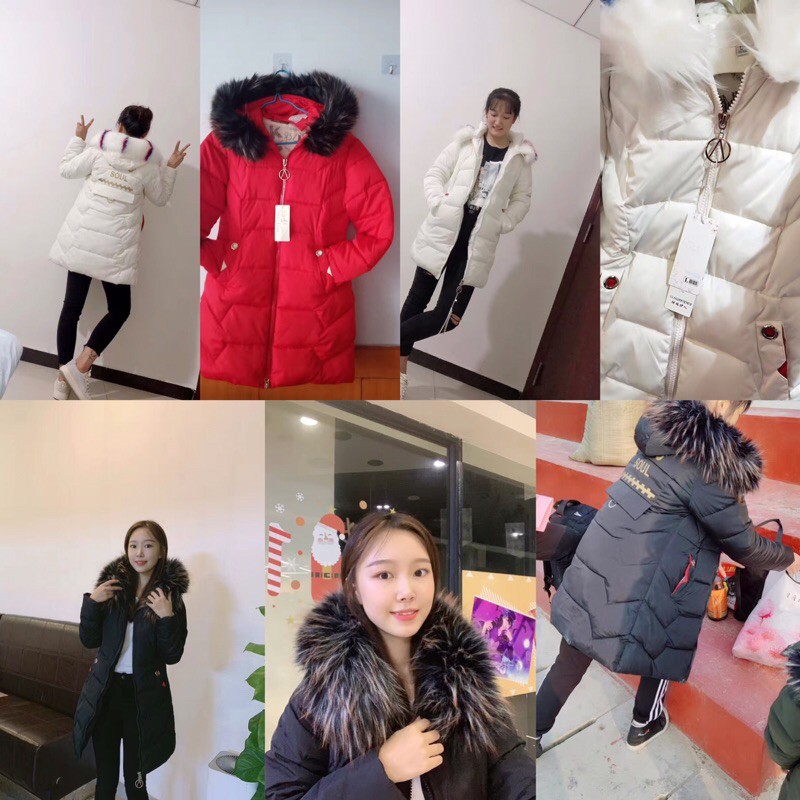 Áo Phao Mủ Lông Dáng Dài Nữ Hàng Cao Cấp Quảng Châu